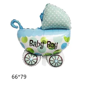 Ballon en aluminium poussette bleue Baby Boy pour décoration de fête 66x79cm