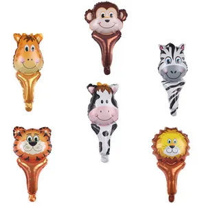 Vue détaillée de six ballons en aluminium d'animaux différents pour les jeux d'enfants