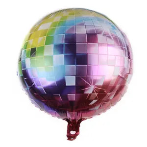 Round Disco Aluminum Foil Balloons Gradient Rainbow Foil Balloons For Birthday Party Decoration New Year Wedding Celebration Balloons