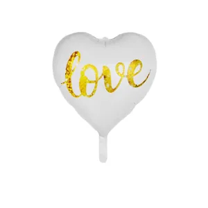 Ballon en aluminium blanc en forme de cœur avec lettrage love doré pour décoration de fête