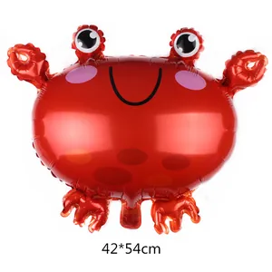 Cartoon red crab foil balloon for ocean themed parties decoration, size 42x54cm