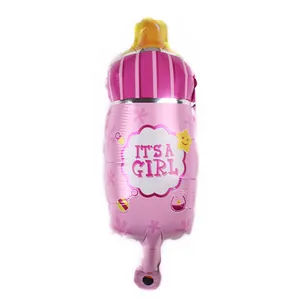 Pink milk bottle aluminum foil balloon with It's a Girl text for baby shower decor