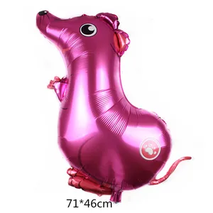 Détail du ballon en aluminium souris rose 71x46cm pour décoration de fête d'anniversaire