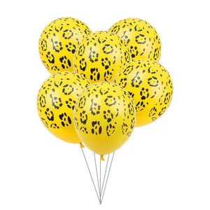 Set of 12-inch thickened yellow latex balloons with black leopard print for party decoration