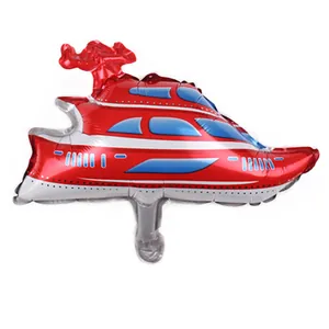 Ballon en aluminium en forme de yacht rouge et blanc pour décoration de fête marine