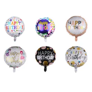 Round Happy Birthday Aluminum Foil Balloon Metallic Mylar Balloons For Birthday Party Celebration Decoration