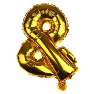 Ballon en aluminium doré de 16 pouces en forme d'esperluette pour décoration de fête