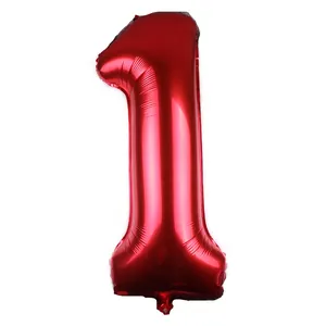 40 inch red number 1 foil balloon with metallic finish for birthday party decorations