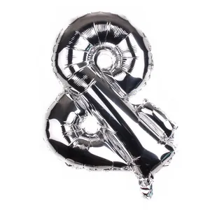 Ballon en aluminium argenté de 16 pouces en forme d'esperluette avec effet miroir