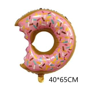 Ballon en aluminium forme donut avec glaçage rose pour décoration d'anniversaire 40x65CM