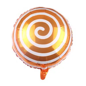 18-inch round orange and white spiral lollipop aluminum foil balloon for birthday parties