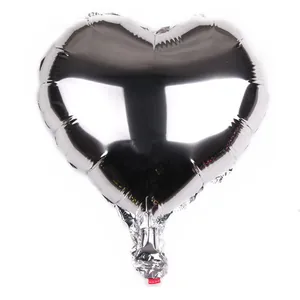 Inflatable 10 inch heart shaped silver foil balloon with glossy metallic finish surface