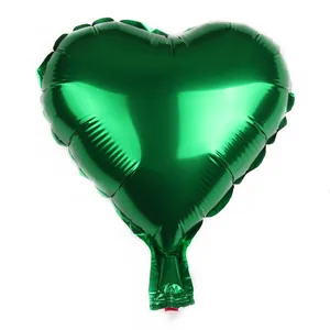 Deep green heart-shaped aluminum foil balloon with metallic finish for party decoration