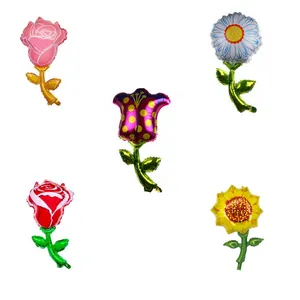 Rosa Girasole Tulipano Margherita Fiori a Forma di Palloncini in Alluminio Floreale Mylar Palloncino per Compleanno Matrimonio Festa Decorazione