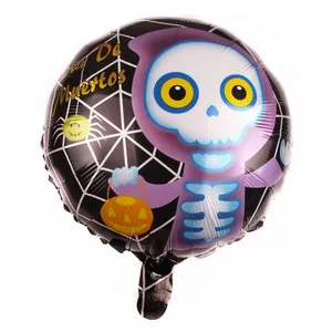 Détail du ballon en aluminium Dia De Muertos 18 pouces avec squelette et citrouille
