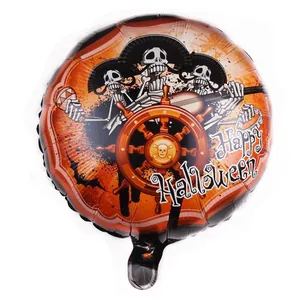 Ballon Halloween 18 pouces en aluminium avec groupe de squelettes et bordure orange