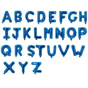 Lot de 26 ballons alphabet en aluminium bleu foncé avec finition métallique décorative