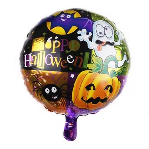 Ballon d'Halloween rond de 18 pouces avec citrouille et fantôme pour décoration de fête