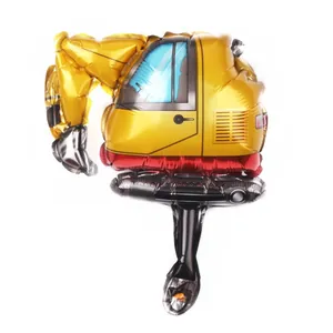 Mini excavator construction vehicle foil balloon for kids birthday party decoration