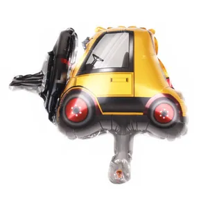 Mini yellow construction truck foil balloon for children birthday party decorations
