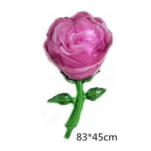 Large pink rose foil balloon for birthday party decorations measuring 83x45cm