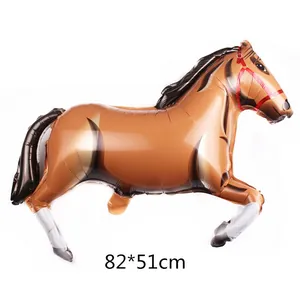 Close-up of brown horse foil balloon with 82x51cm dimensions for party decoration