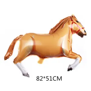 Brown horse-shaped foil balloon for birthday party decorations, size 82x51cm