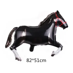 Horse shaped foil balloon for party decor, black and white design, 82x51cm size
