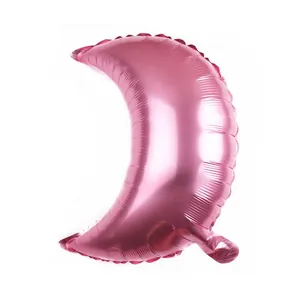 Pearlescent pink 18-inch crescent moon foil balloon with metallic finish for party decor