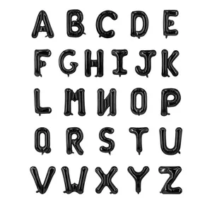 Set de 26 ballons alphabet en aluminium noir de 16 pouces pour fête et décorations