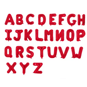 Série de ballons alphabet rouge 16 pouces en aluminium pour décoration de fête et mariage