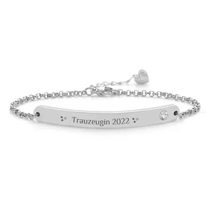 Bracelet demoiselle d'honneur en acier avec pendentif coeur et cristal d'Autriche
