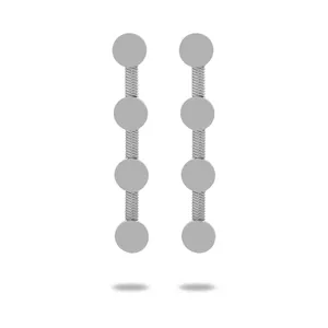 Elegant silver-tone stainless steel drop earrings featuring four connected circular discs