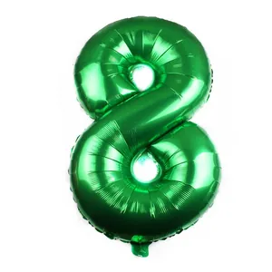 Metallic green number 8 foil balloon with gradient gloss and slim body design
