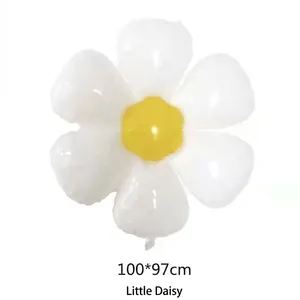 Large 100x97cm white and yellow daisy flower foil balloon for school party decoration