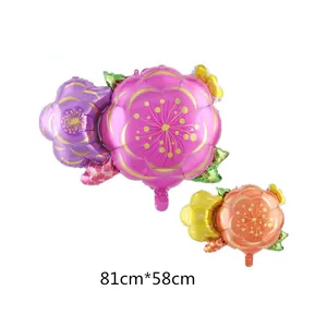 Flower Shape Aluminum Foil Balloon Metallic Sunflower Rose Floral Balloon For Birthday Wedding Anniversary Party Decoration