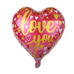 18-inch red heart-shaped foil balloon with love you print for Valentine's Day decor