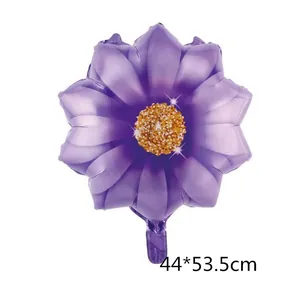 Purple sunflower aluminum foil balloon with orange core for party decor, 44x53.5cm