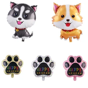 Cartoon Hund Husky Corgi Form Aluminiumfolie Ballon Pfotenabdruck Happy Stern Muster Party Dekoration Ballon Für Geburtstag Hochzeit