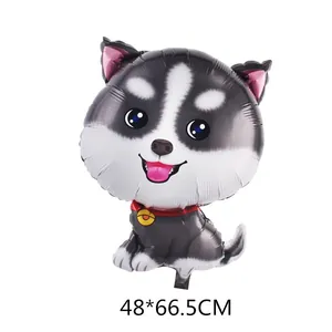 Cartoon Husky Folienballon für Geburtstagsdeko, süßes Hundedesign, Größe 48x66,5cm