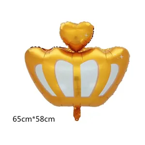 Golden crown foil balloon with star patterns for birthday party decoration 65cm x 58cm