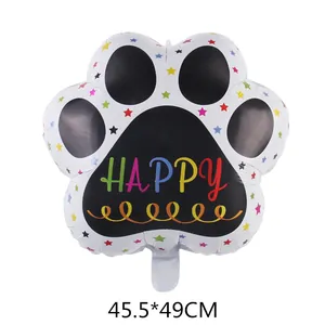 Folienerstier-Pfotenballon mit bunten Sternen und Happy-Schriftzug für Geburtstage