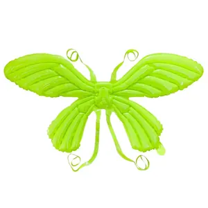 Inflatable butterfly wing balloon in neon green with realistic texture for party decor