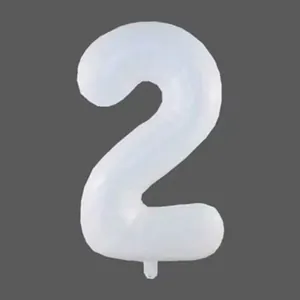 Large 32-inch matte white number 2 foil balloon for birthday party and event decoration
