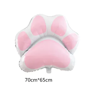Cat paw aluminum foil balloon for birthday parties, pink and white color, size 70cm by 65cm