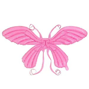 Pink butterfly wing foil balloon with straps for kids' birthday party decorations