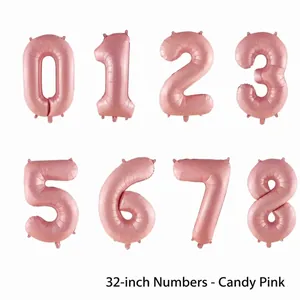 Palloncini a forma di numeri da 0 a 8 in foglio rosa confetto da 32 pollici per feste