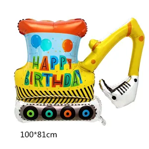 Palloncino in Alluminio a Forma di Escavatore Decorazione per Festa di Compleanno Palloncino Mylar Veicolo da Cantiere per Bambini