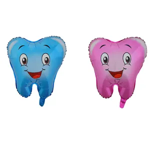 Ballon en Film d'Aluminium en Forme de Dent de Dessin Animé Visage Souriant Ballon Décoratif en Aluminium pour Fête d'Anniversaire d'Enfants Célébration sur le Thème Dentaire