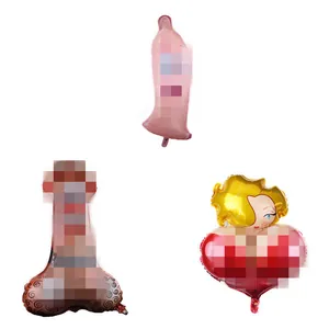 Novità Palloncini in Foglio di Alluminio per Addio al Celibato Divertente Donna Sexy Condom Organo Maschile Forma Palloncini per Festa